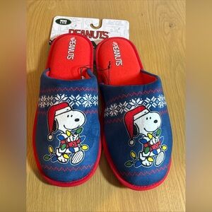 Peanuts Snoopy Men’s Christmas Slippers Snowflake Sz 11/12 Large NEW